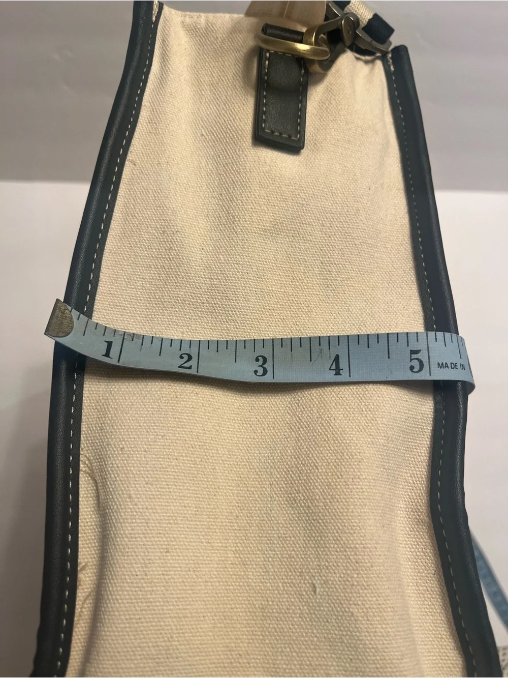 Missnine Canvas Tote Laptop Bag with Black Trim - Neutral